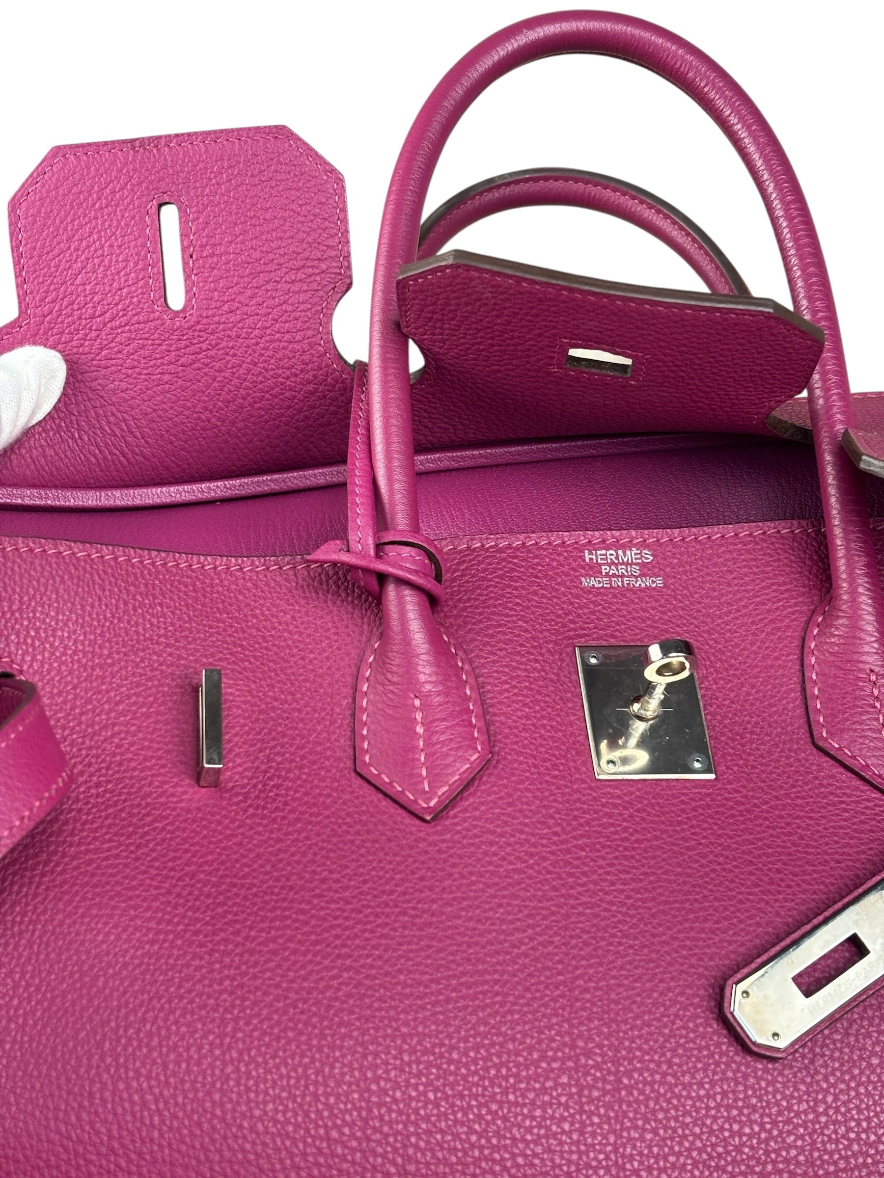 Hermes 2013 Plum Clemence Leather Palladium Birkin 35