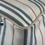 Burberry Multi-Color Leather Trim Striped Canvas Tote Bag