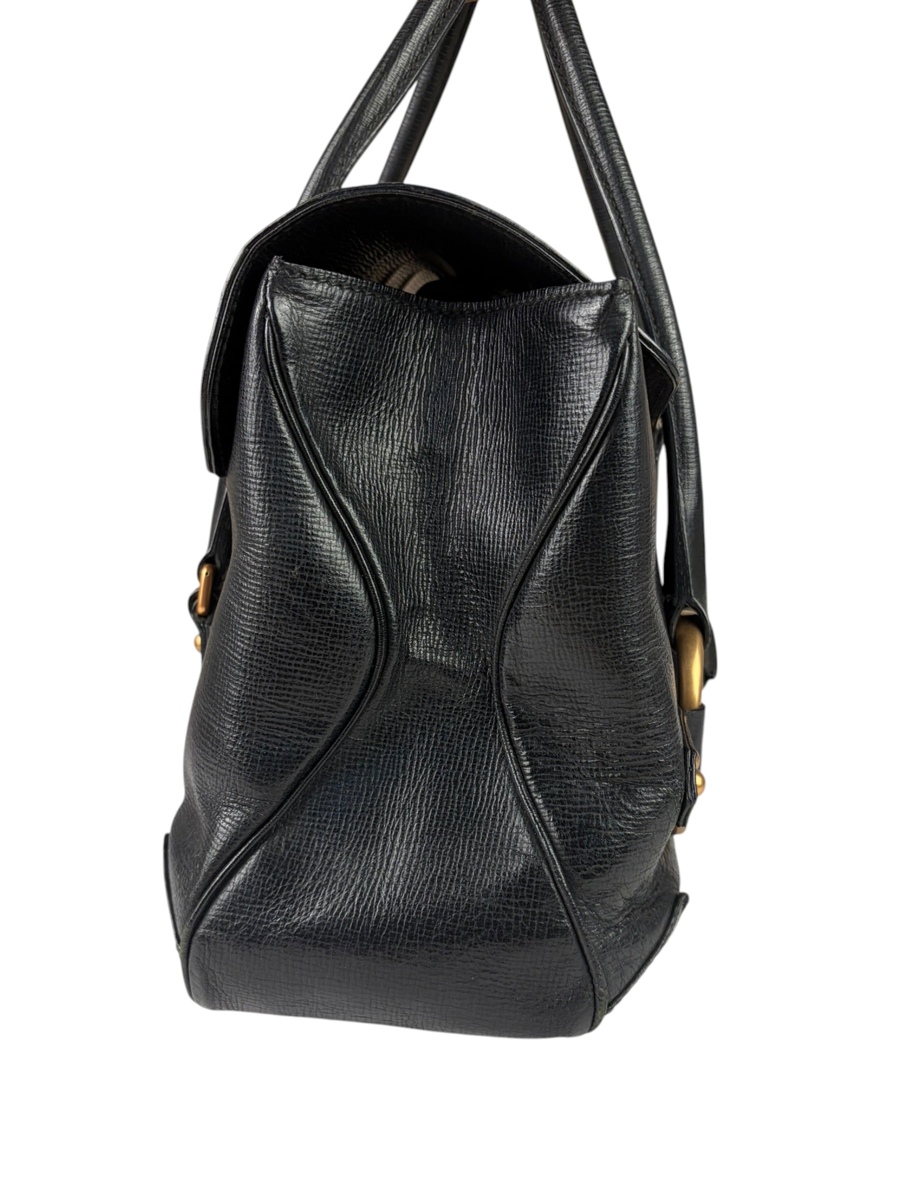 Gucci Vintage Black Horsebit Flap Bag