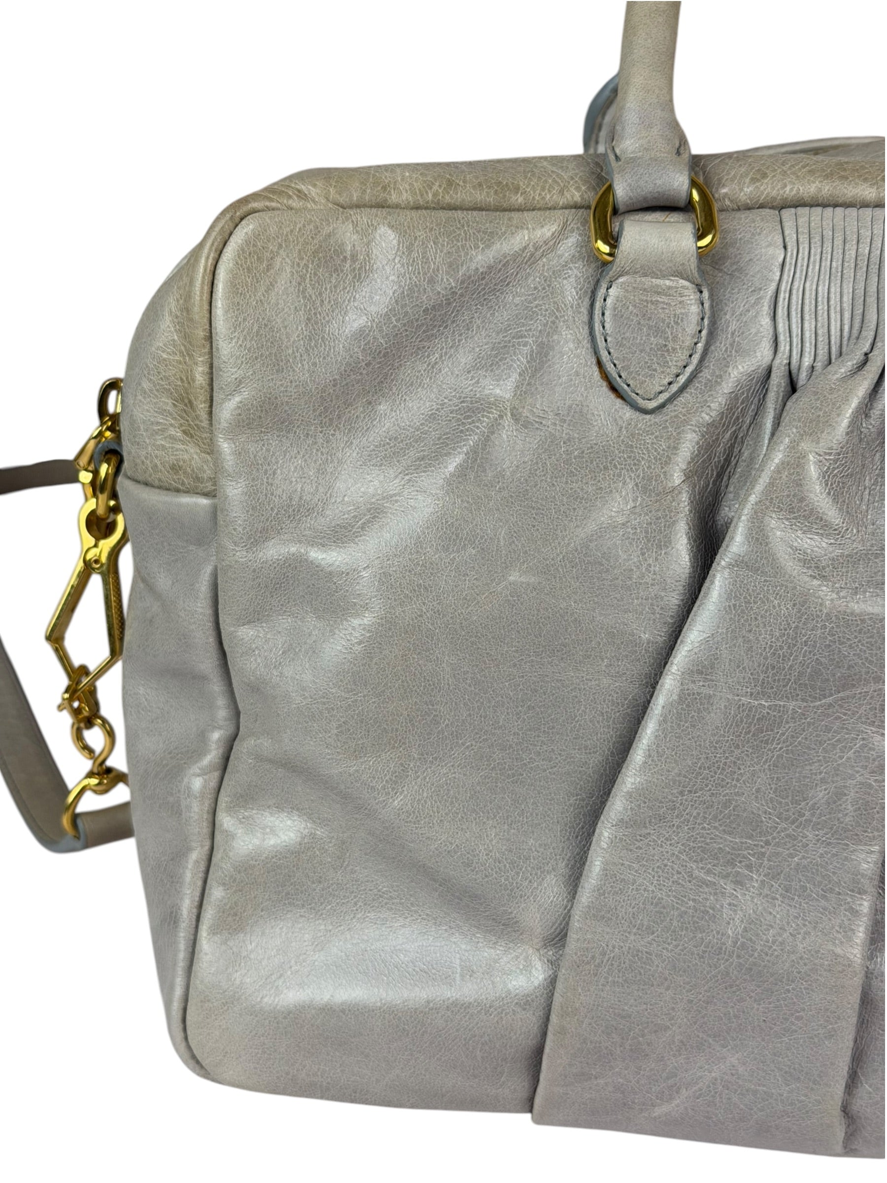 Miu Miu Vintage Pale Grey Vitello Leather Two-Way Bag