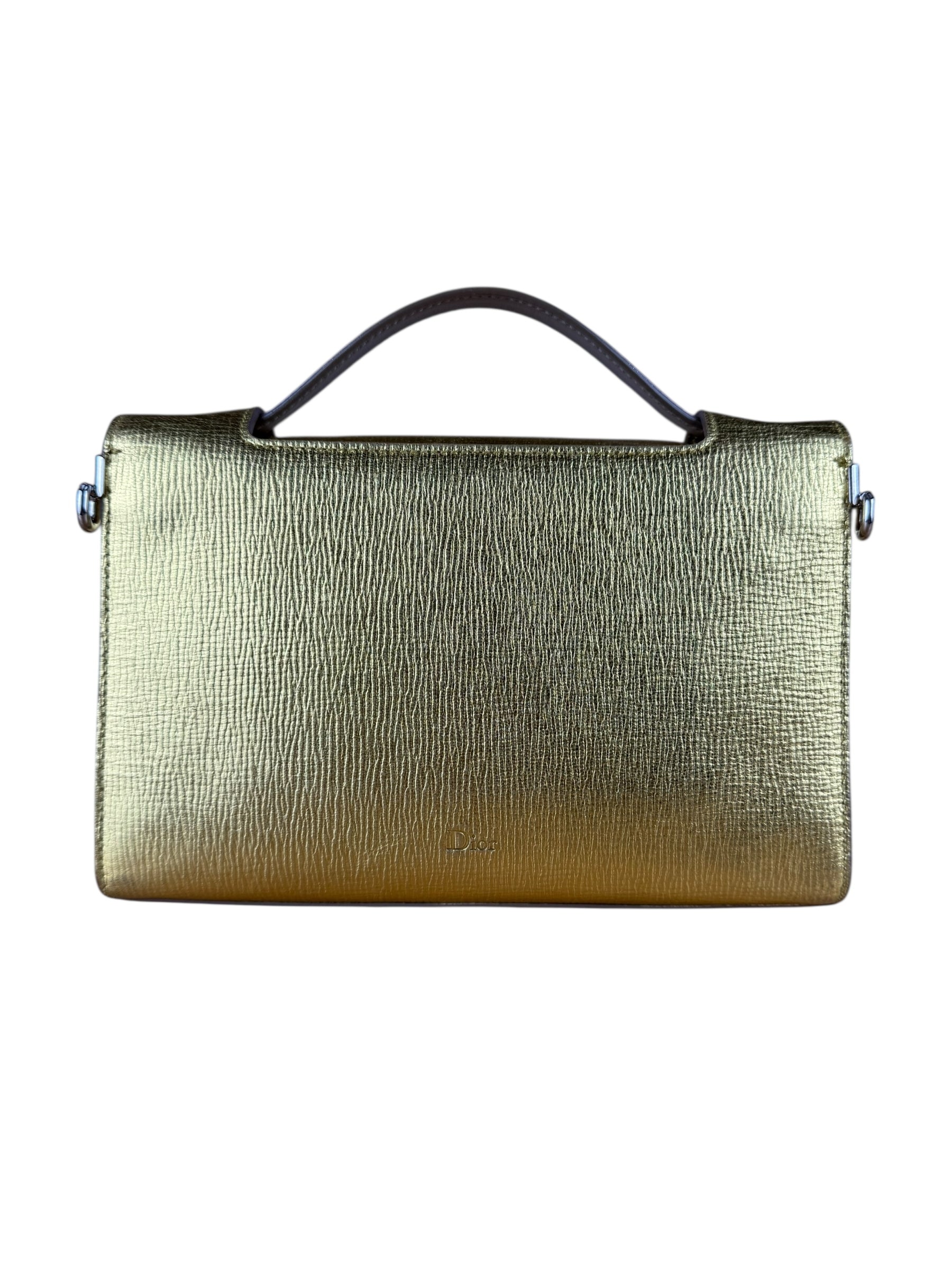 Christian Dior Diorever Gold Leather Clutch Bag