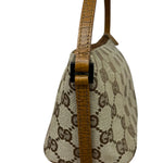 Gucci Brown Leather Trim GG Boat Pochette
