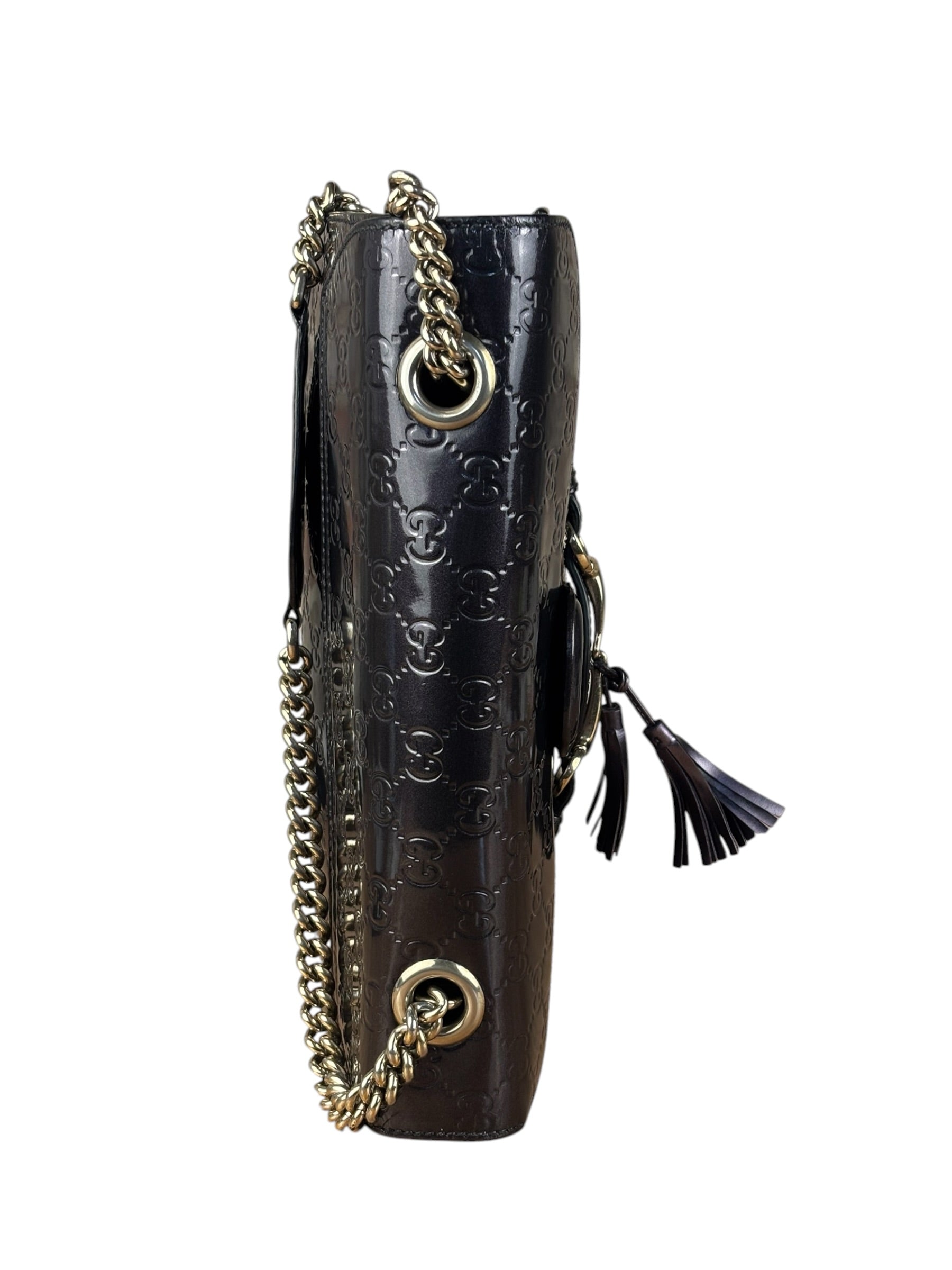 Gucci GG Purple Patent Flap Emily Chain Shoulder Bag