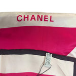 Chanel Pink/White Ribbon Silk Scarf