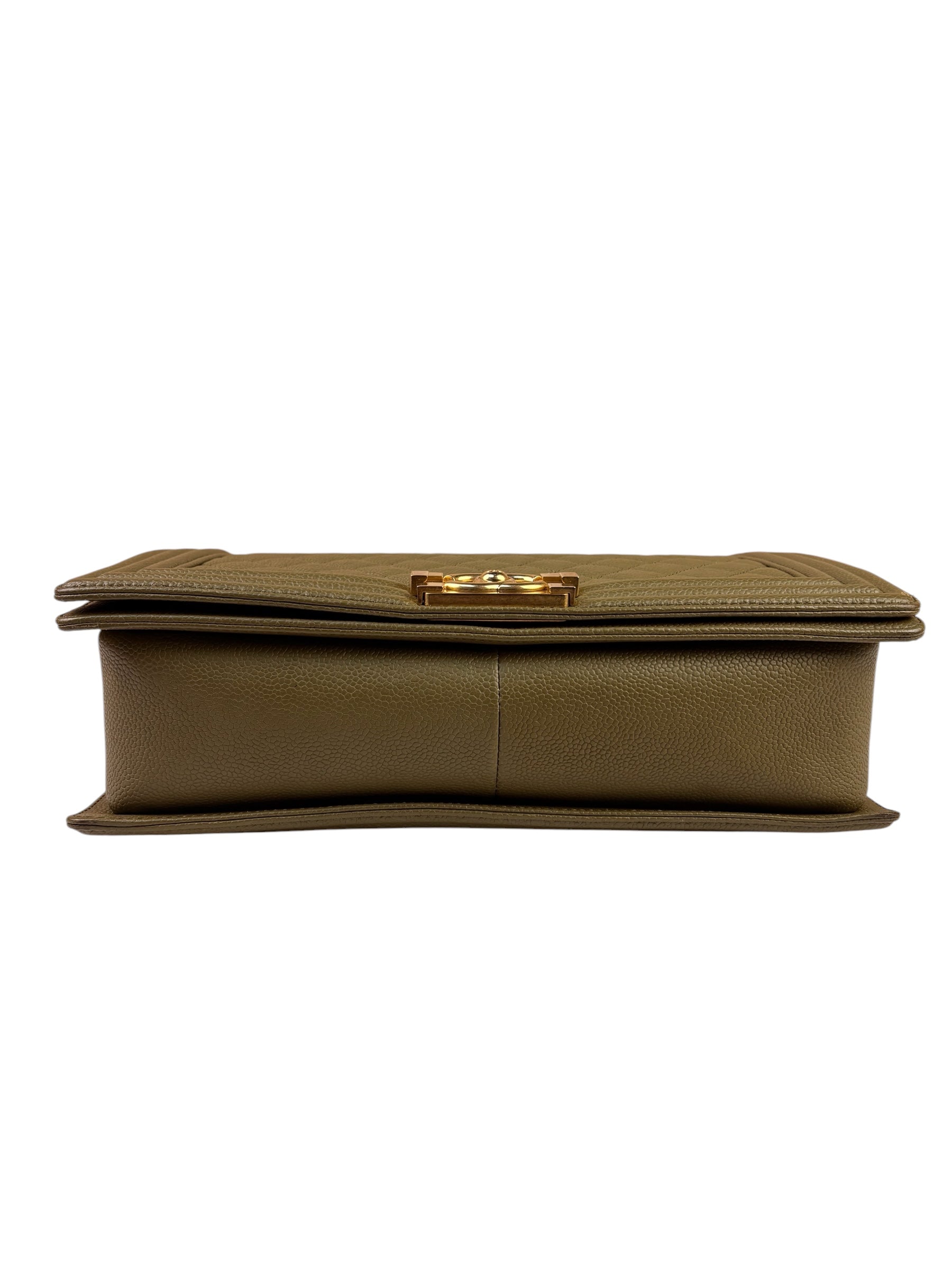 Chanel Olive Green Quilted Caviar Boy Flap Bag 2017