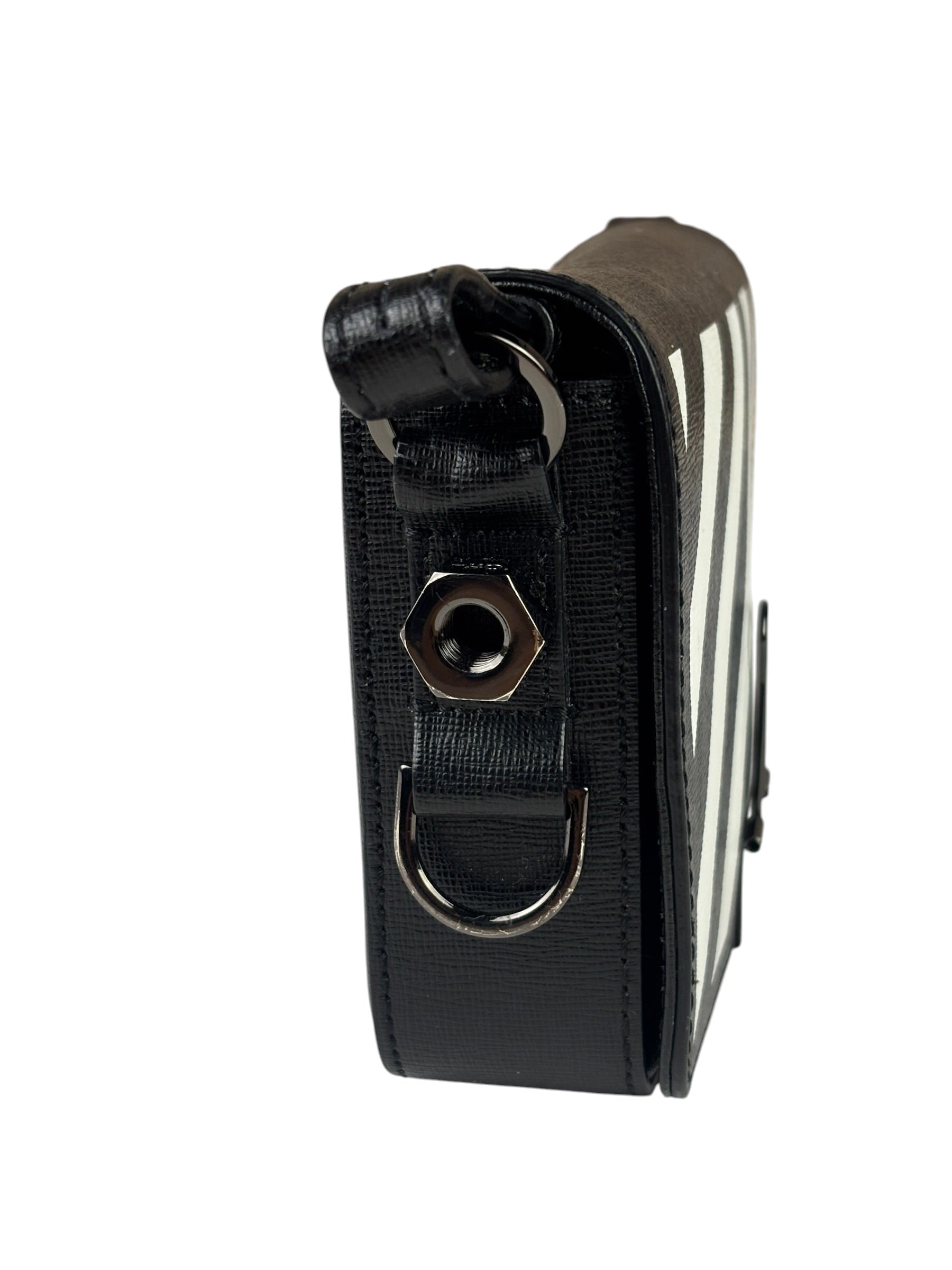 Off-White Black/White Leather Binder Clip Crossbody Bag