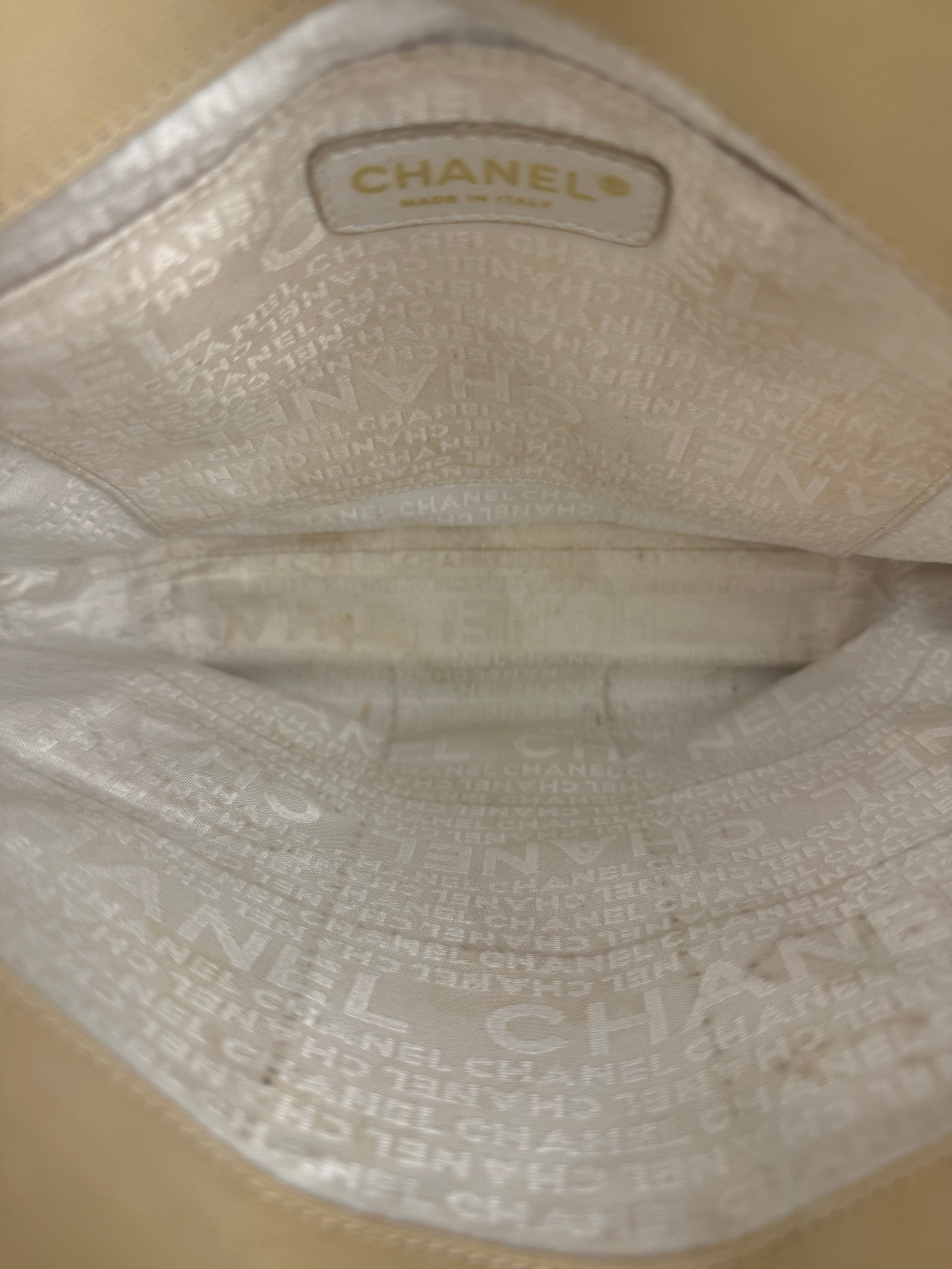 Chanel Vintage Beige Canvas Quilted Chocolate Bar Tote 2003