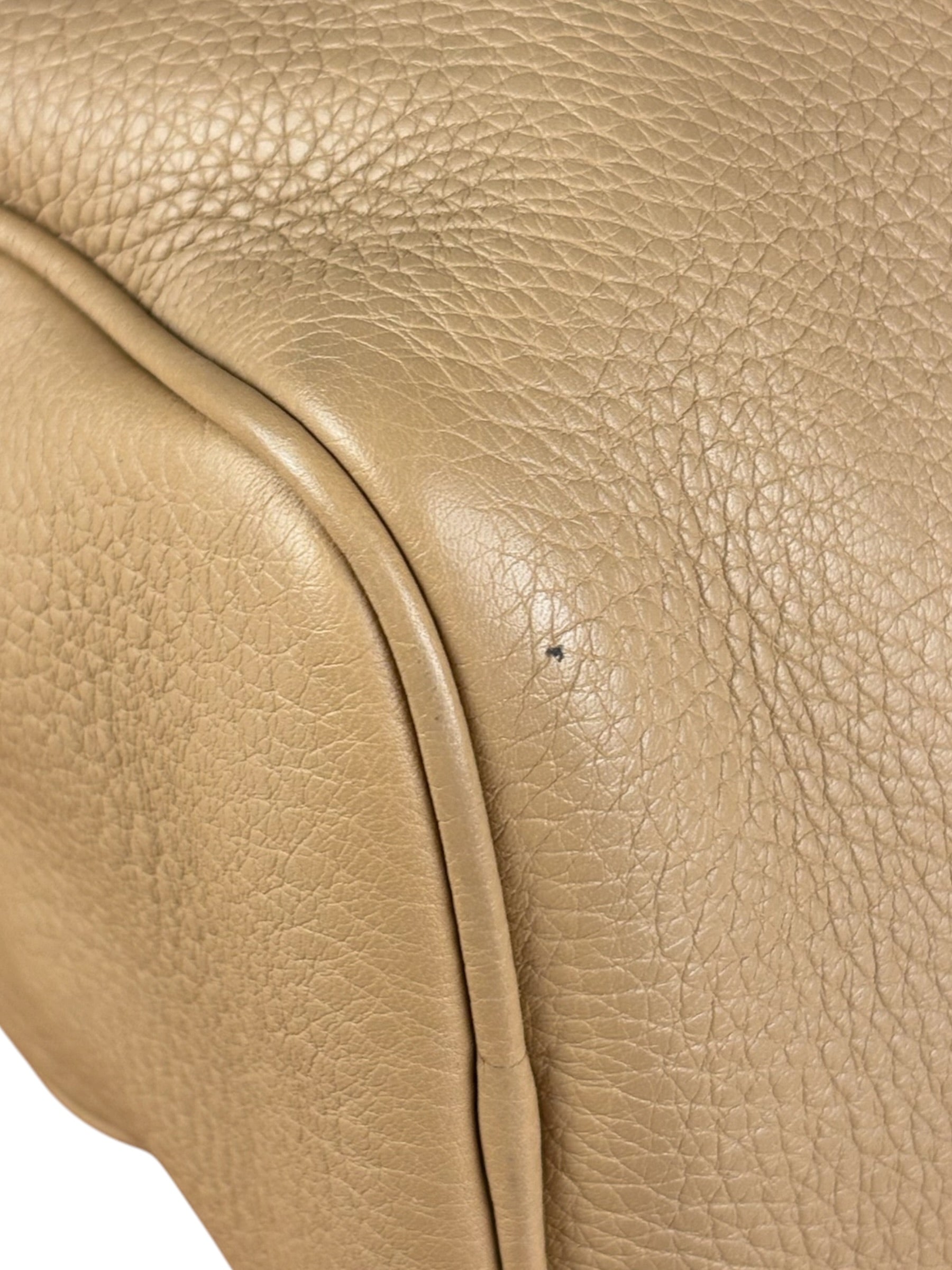 Prada Beige Leather Vitello Daino Buckle Shoulder Bag