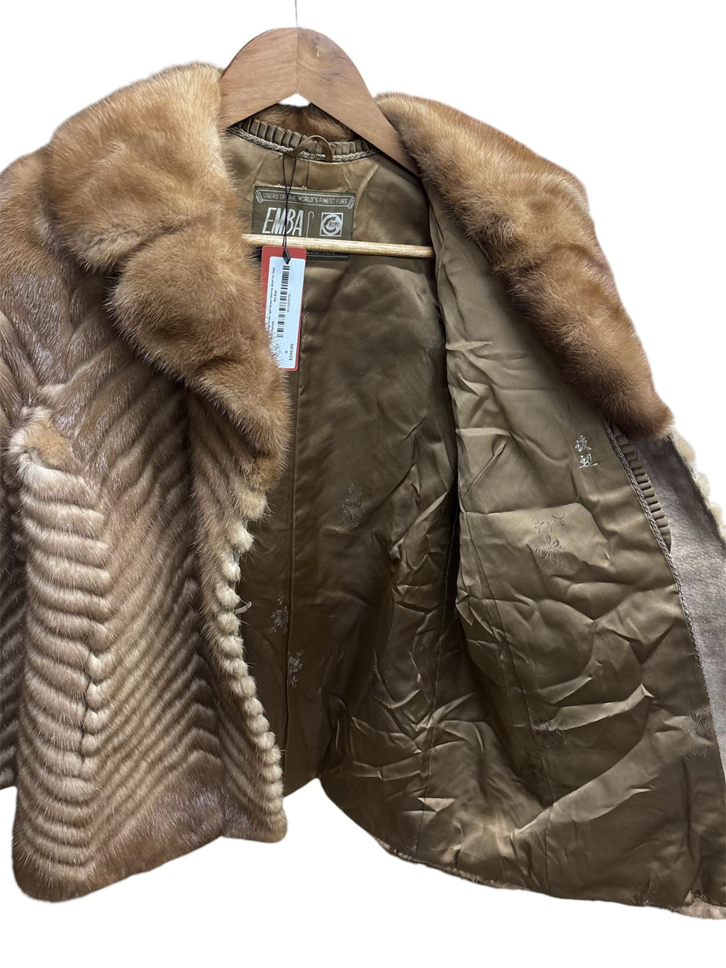 Vintage Emba Light Brown Chevron Mink Fur Coat