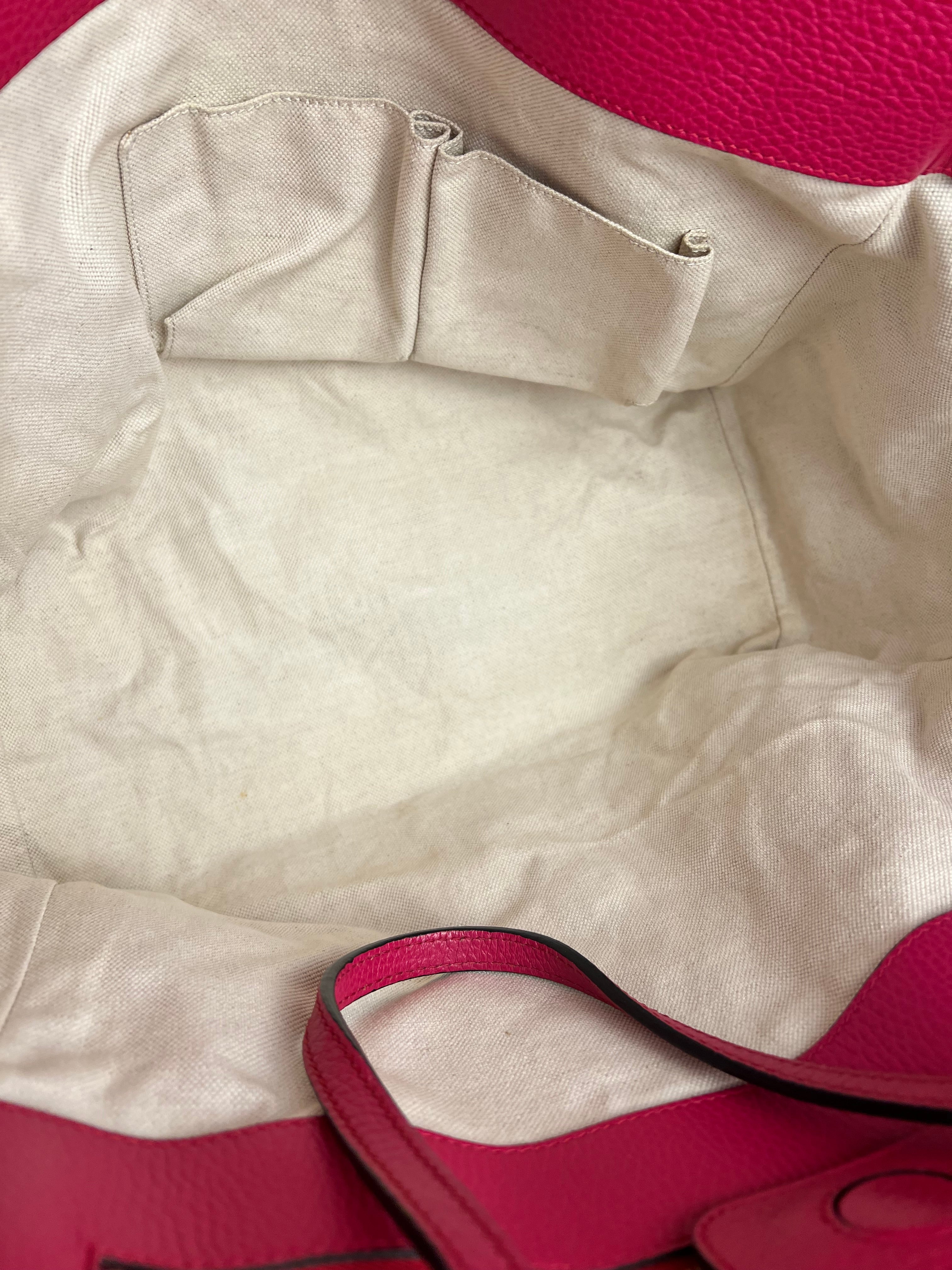 Gucci Hot Pink Pebbled Leather Swing Tote