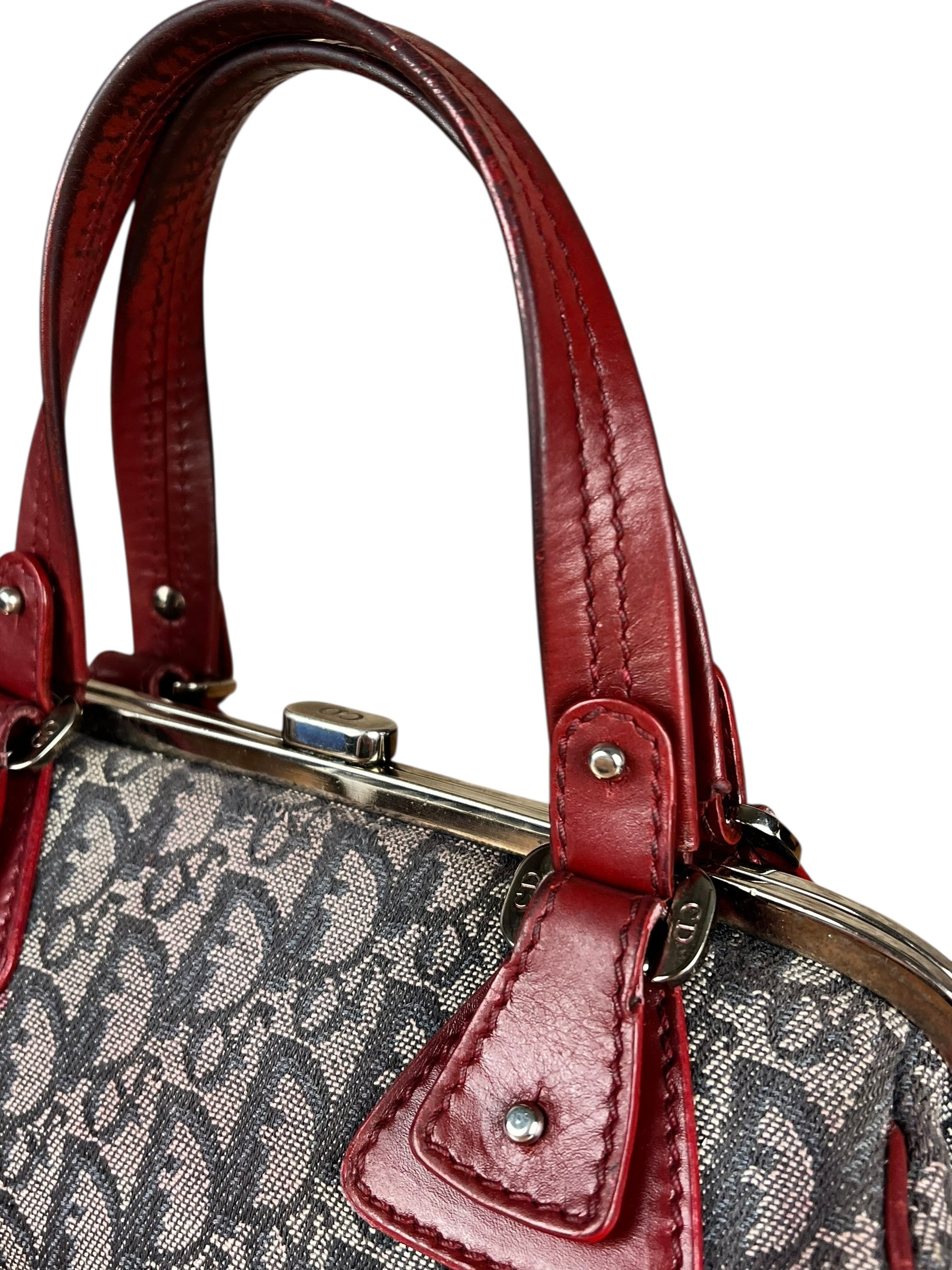 Christian Dior 2005 Doctor Bag Navy/Red Leather Trim