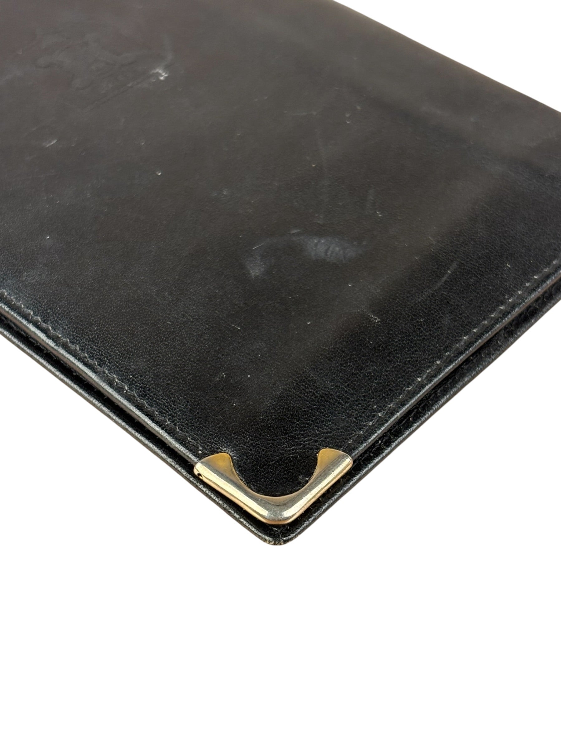 Celine Vintage Black Leather Triomphe Long Wallet
