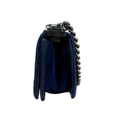 Chanel Blue Velvet Quilted Mini Boy Bag 2012