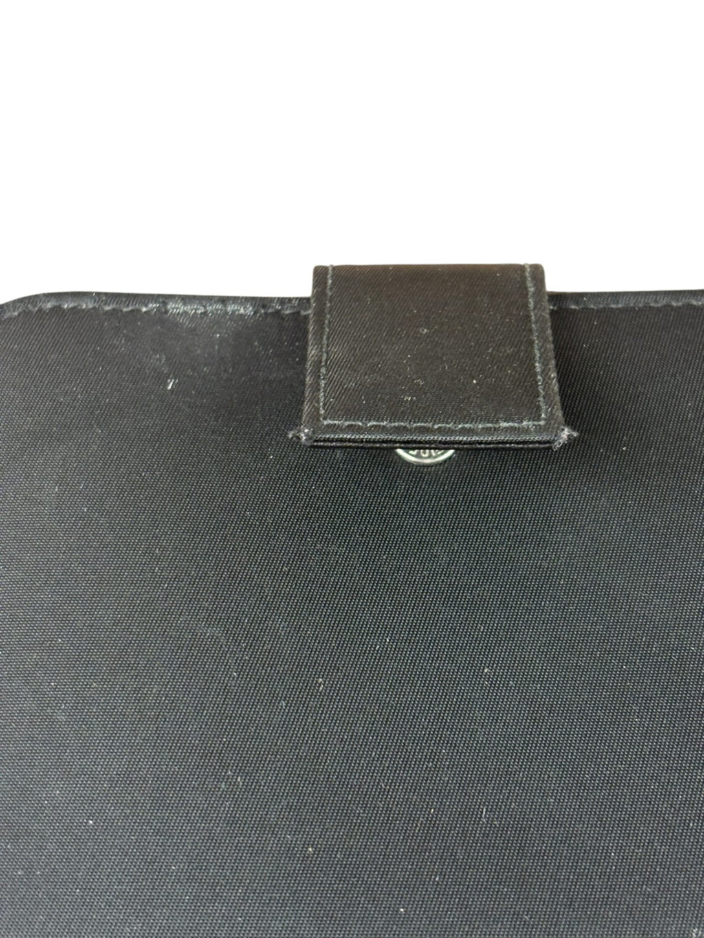 Prada Black Nylon Saffiano Leather Zip Bifold Wallet