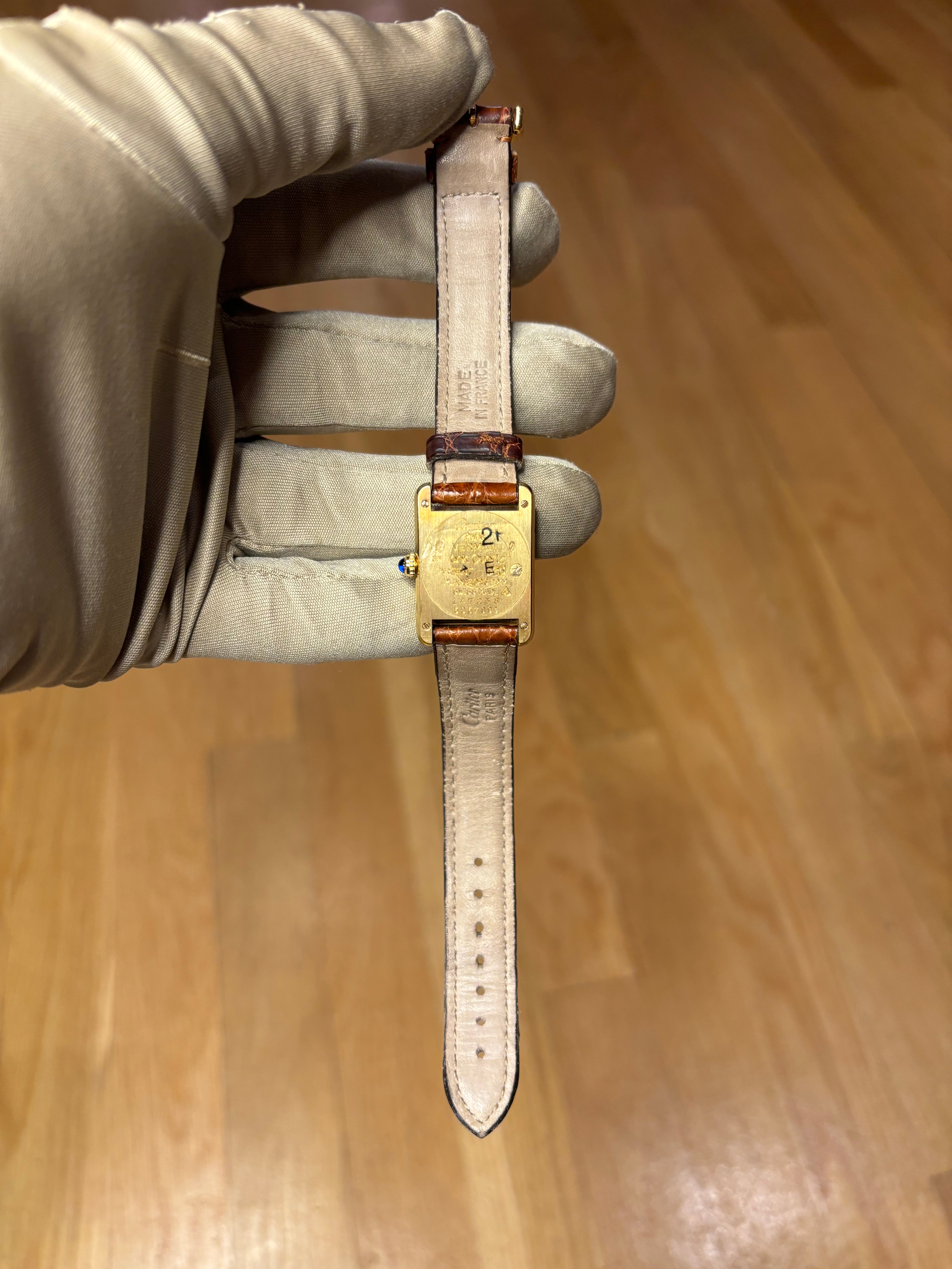 Cartier Tank Cream Roman Dial Brown Strap