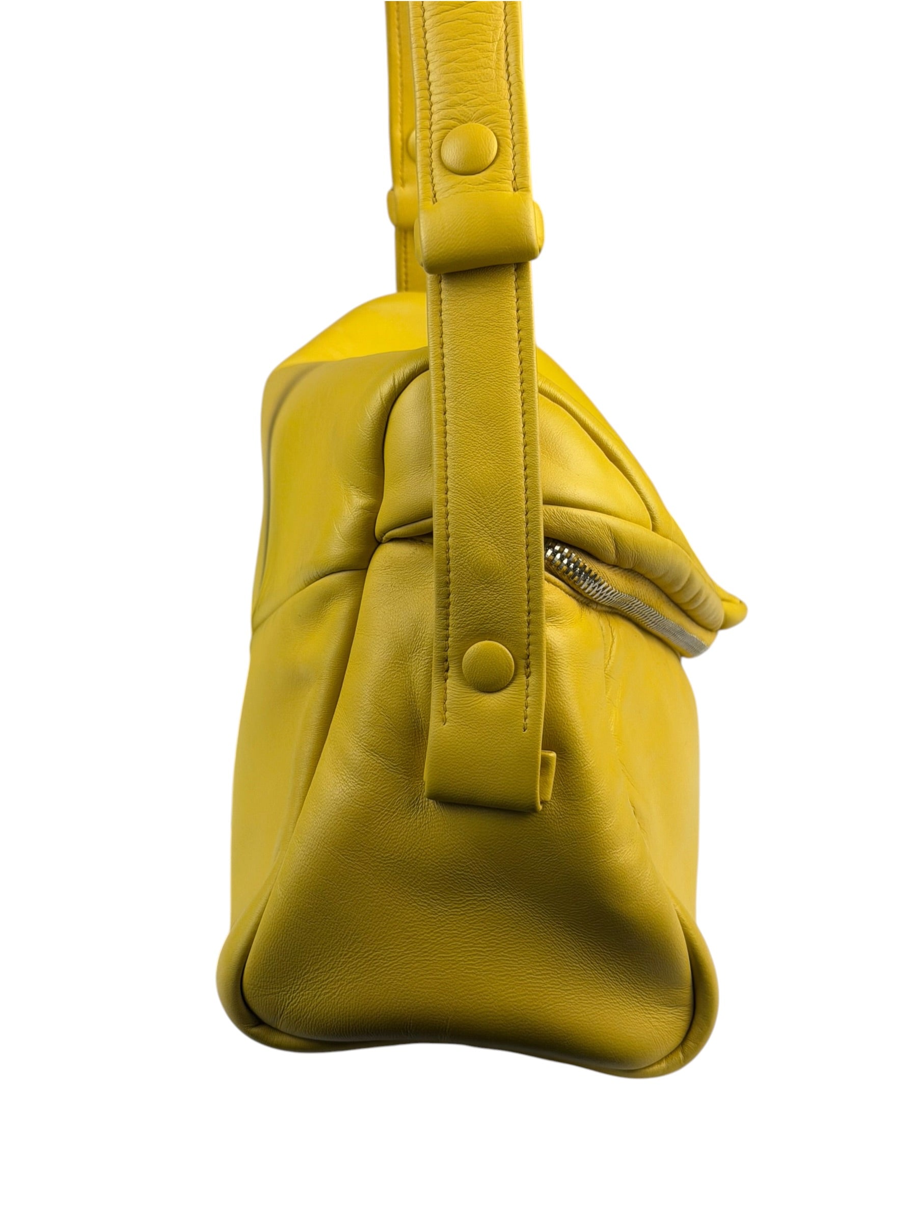 Prada Yellow Leather Padded Nappa Signaux Shoulder Bag