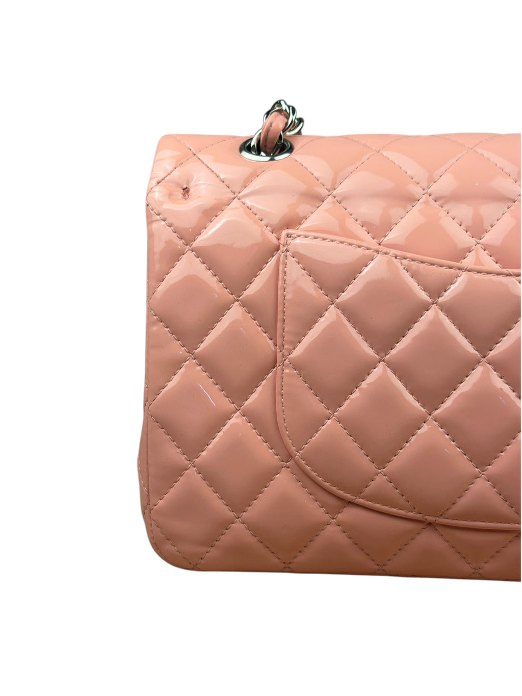 Chanel Baby Pink Quilted M Double Patent Flap 2013
