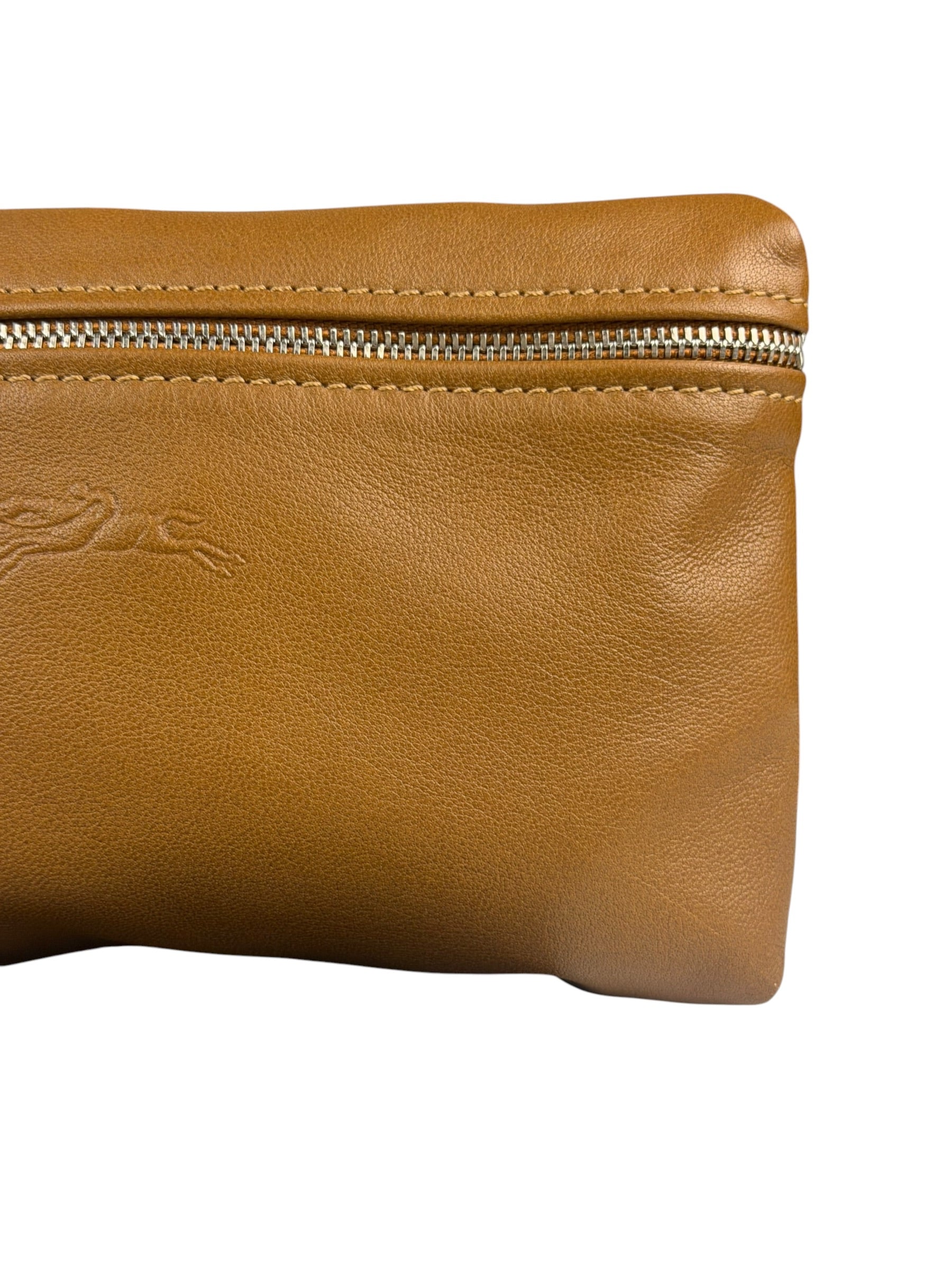 Longchamp Camel Leather Cosmetic Pouch