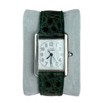 Cartier Must de Tank Green Croc Strap White Dial