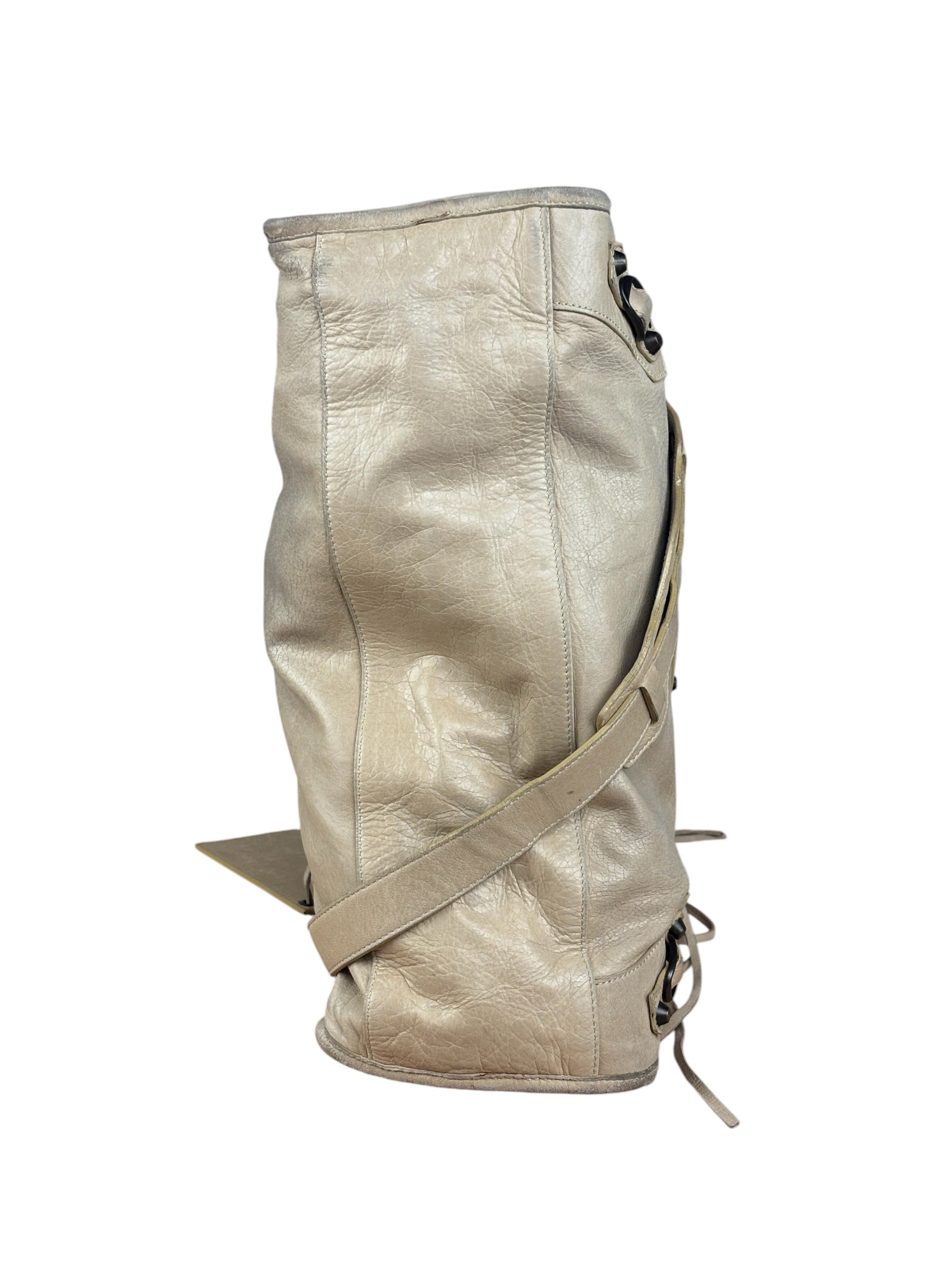 Balenciaga Vintage Almond Beige Leather Small City Two-Way Bag