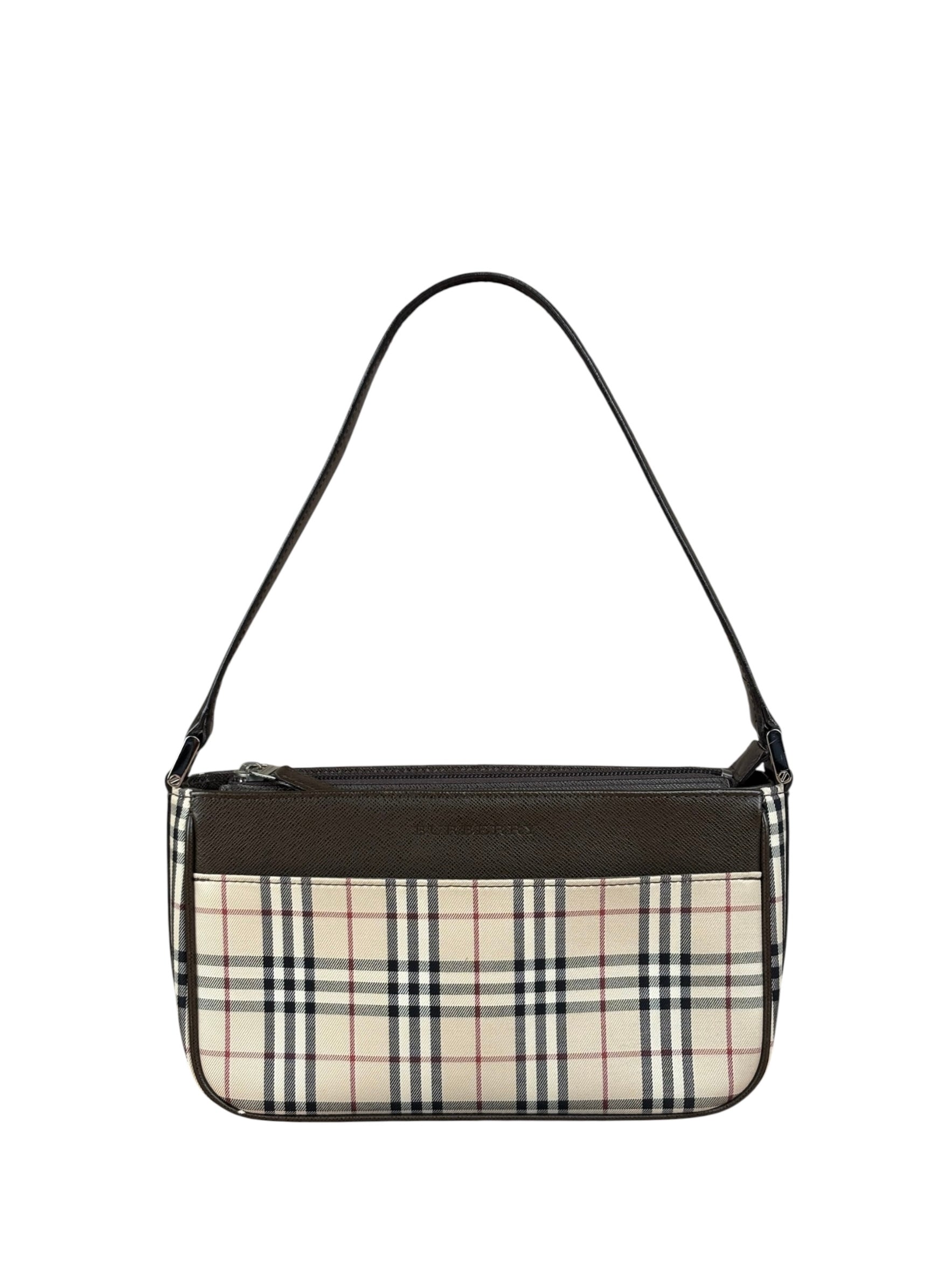 Burberry Vintage Leather Trim House Check Pochette