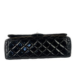 Chanel Black Patent Leather Quilted Leather Double Flap Jumbo Bag 2012