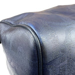 Christian Dior Vintage Navy Coated Canvas Boston Bag