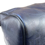 Christian Dior Vintage Navy Coated Canvas Boston Bag