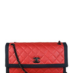 Chanel Red/Blue Grosgrain Ribbon Trim Shoulder Bag-1987