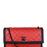 Chanel Red/Blue Grosgrain Ribbon Trim Shoulder Bag-1987