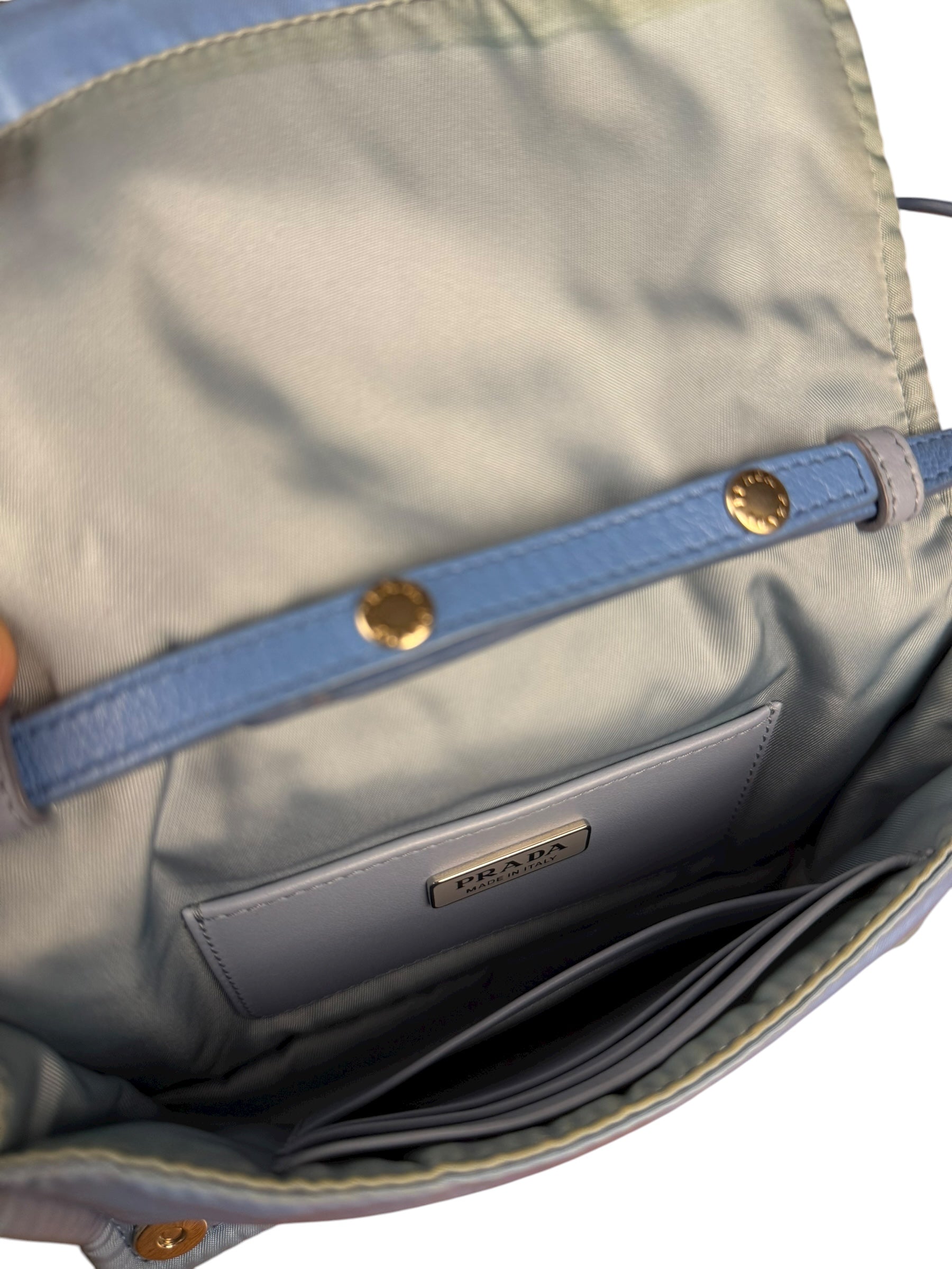 Prada Nylon Blue Studded Crossbody Bag