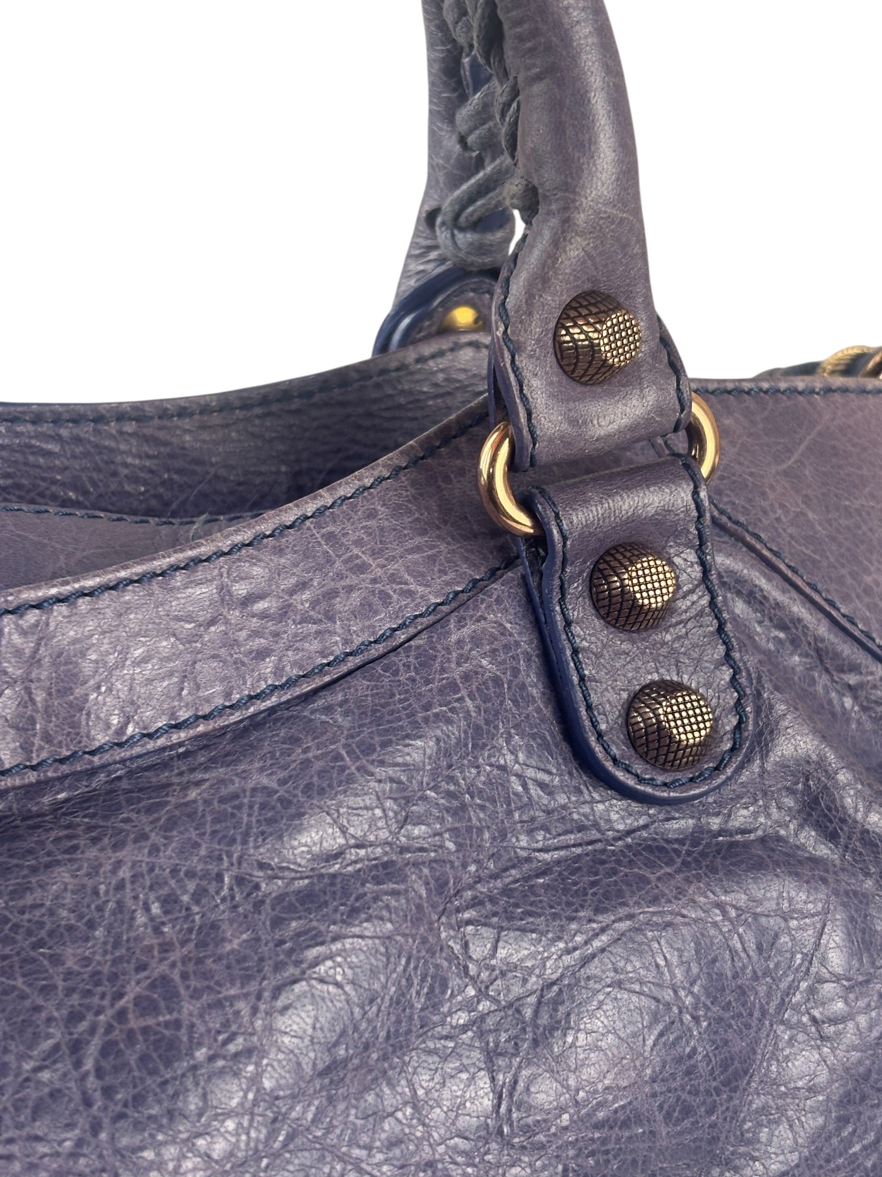 Balenciaga Purple Leather City Two-Way Bag