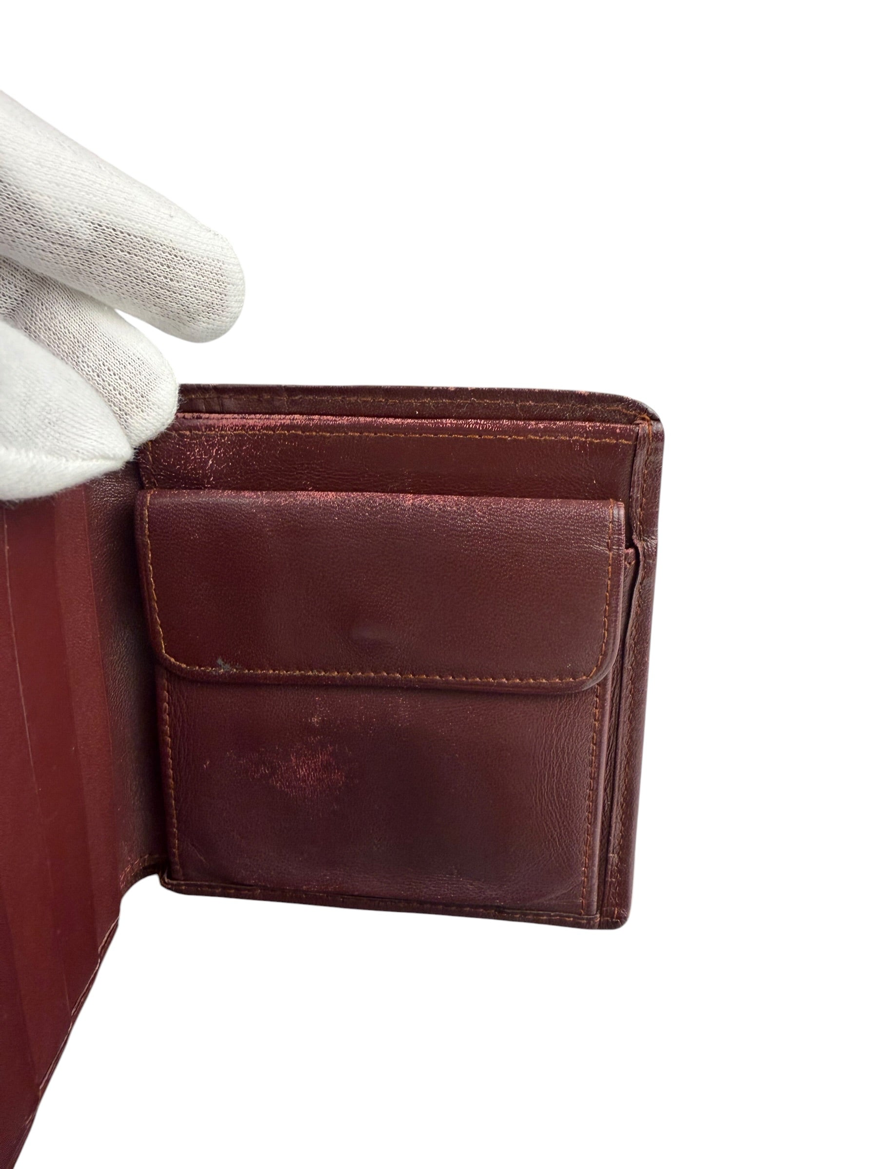 Cartier Vintage Bordeaux Burgundy Leather Bifold Wallet