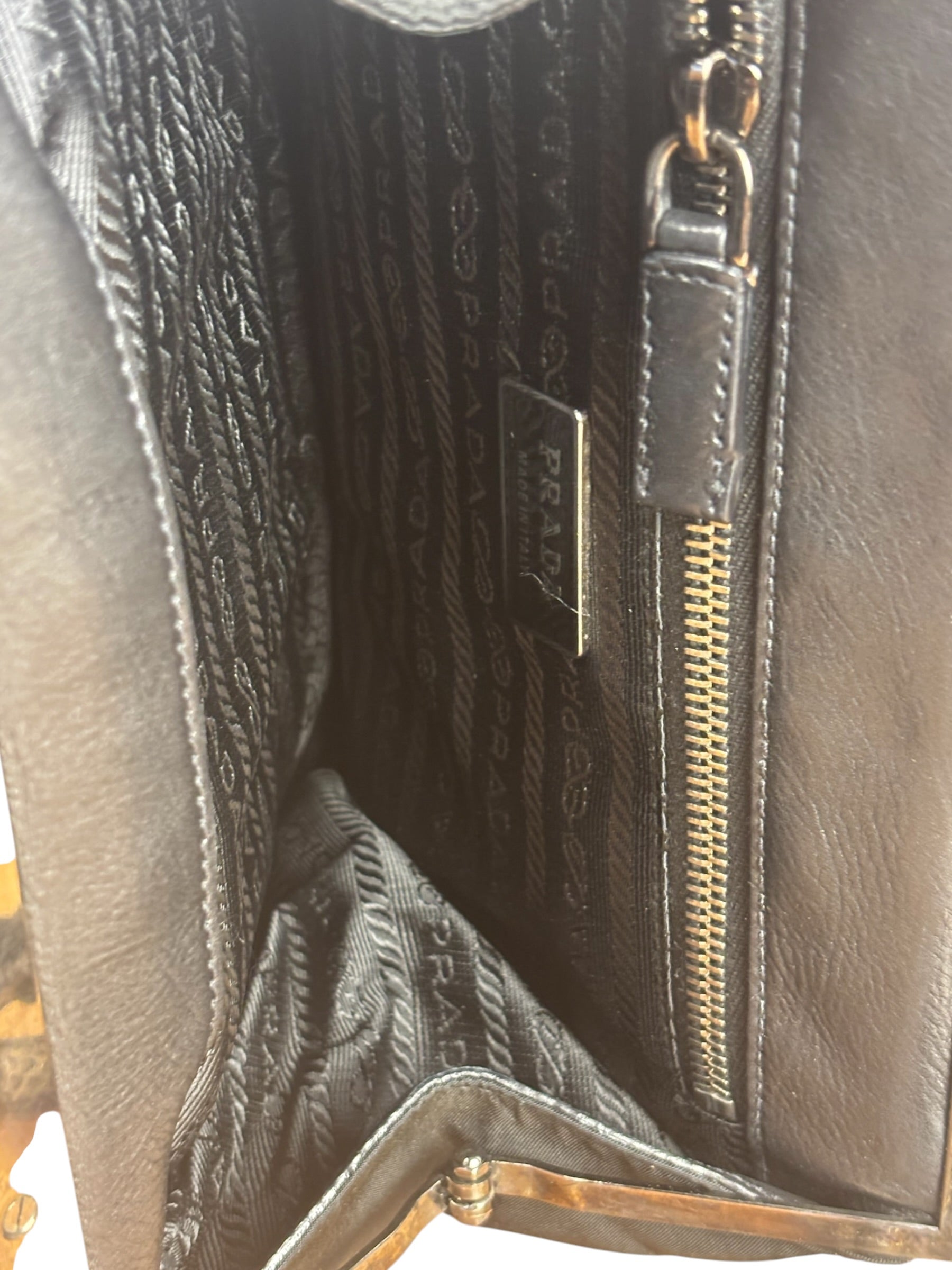 Prada Vintage Tessuto Lucertola Black Lizard Shoulder Bag