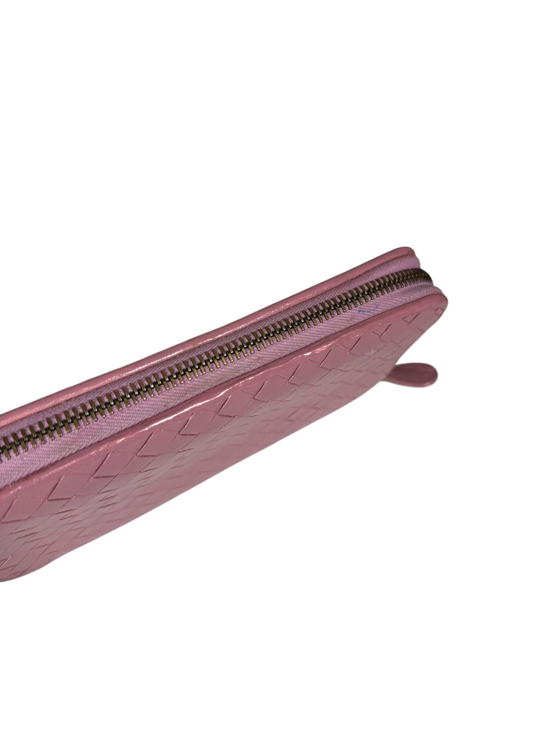 Bottega Veneta Intreccio Long Zip Wallet Pink