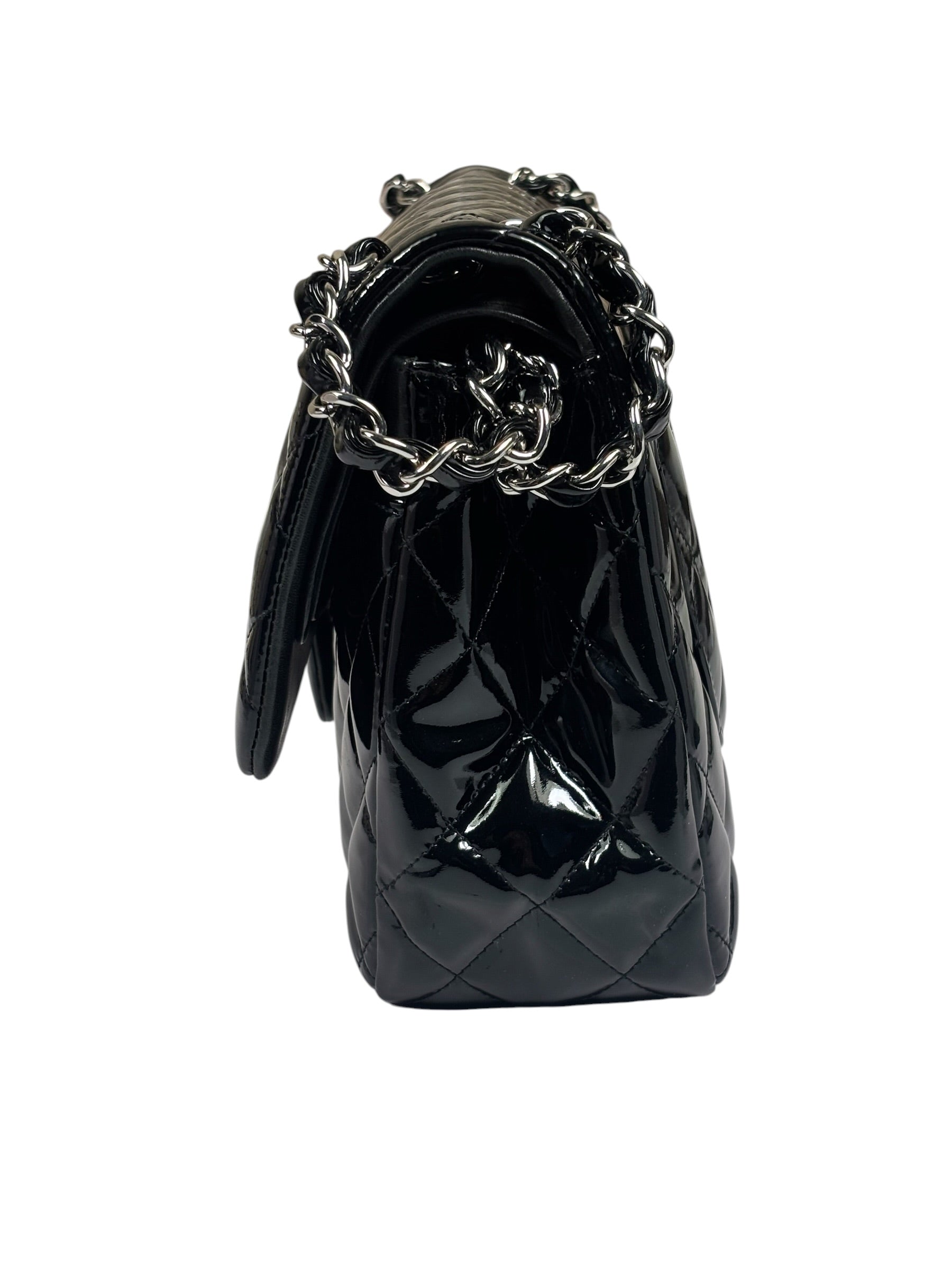 Chanel Black Quilted Patent Leather Double Flap Bag 2011