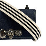 Alexander McQueen Denim Jeweled Knuckle Shoulder Bag