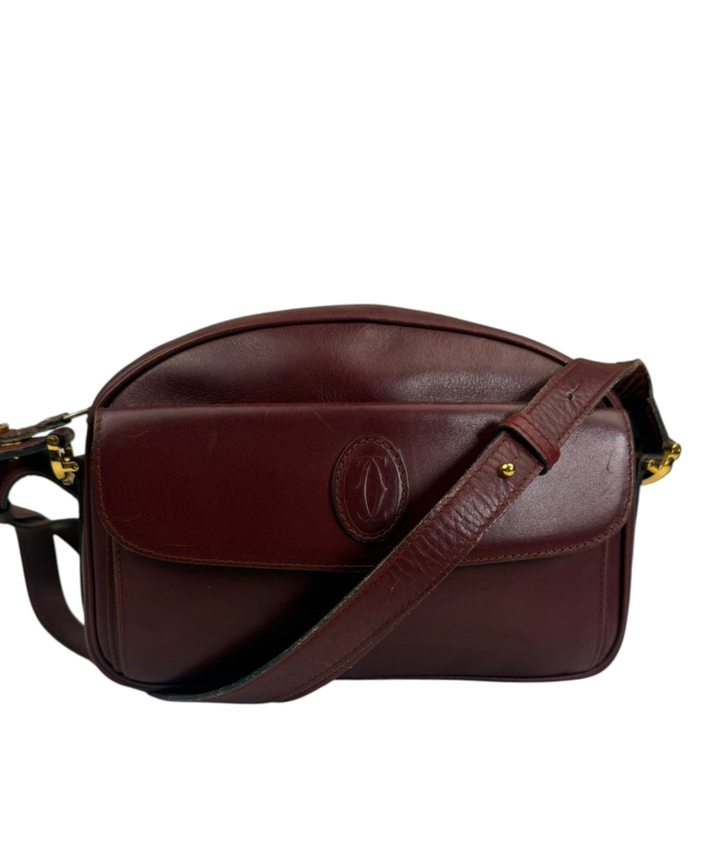 Cartier Burgundy Leather Must Line Camera Bag