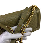 Chanel Olive Green Quilted Caviar Boy Flap Bag 2017
