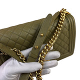 Chanel Olive Green Quilted Caviar Boy Flap Bag 2017