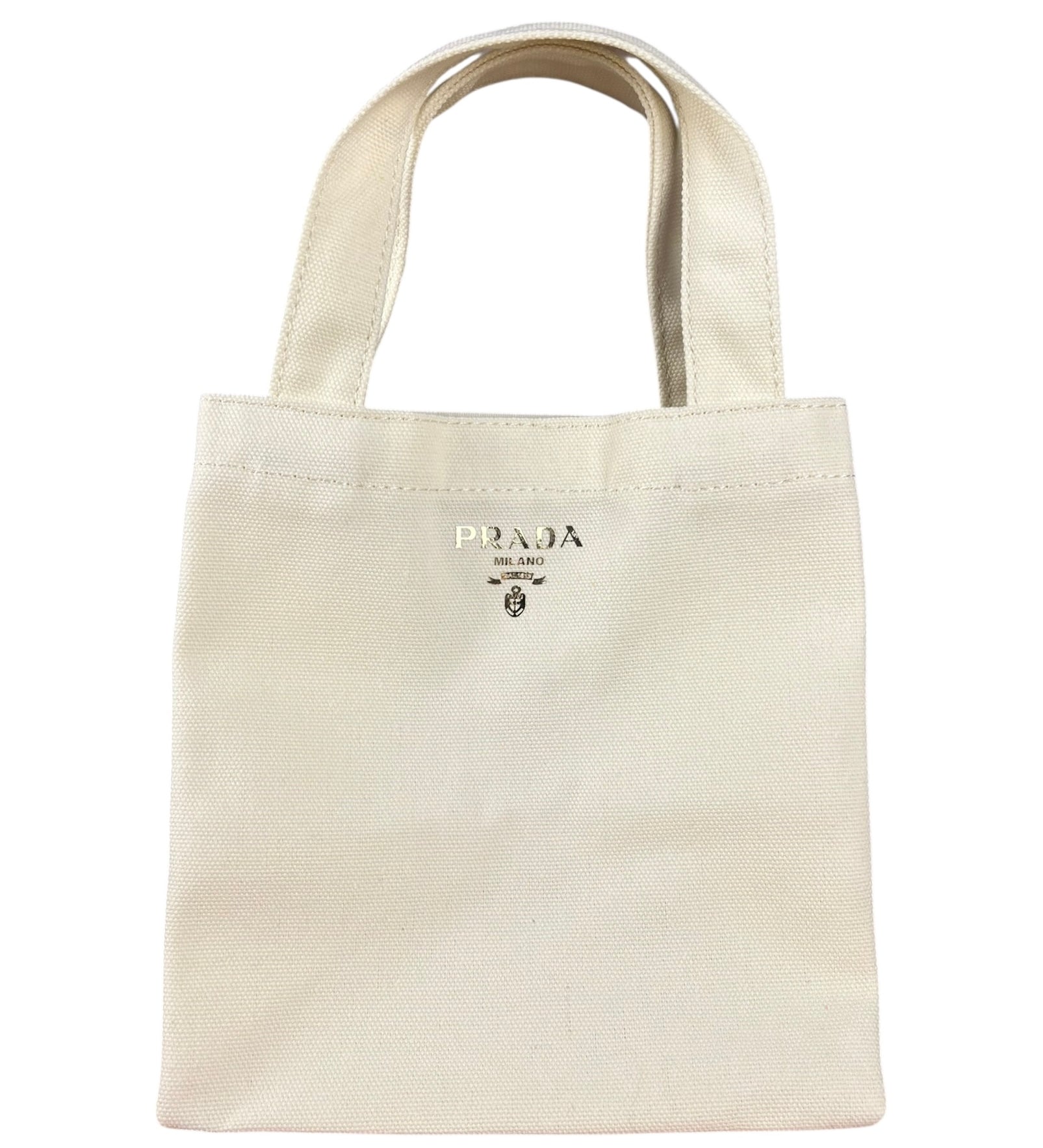 Prada Beauty White Canvas Mini Tote