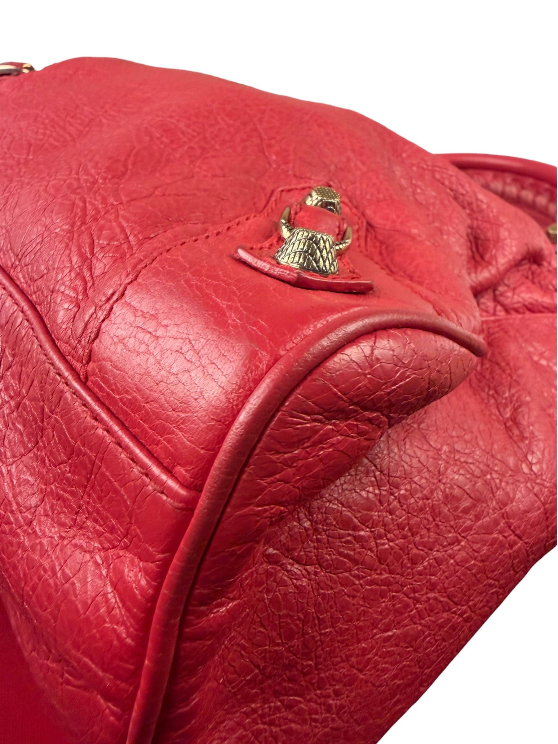 Balenciaga Red Calfskin Rouge Le City Bag