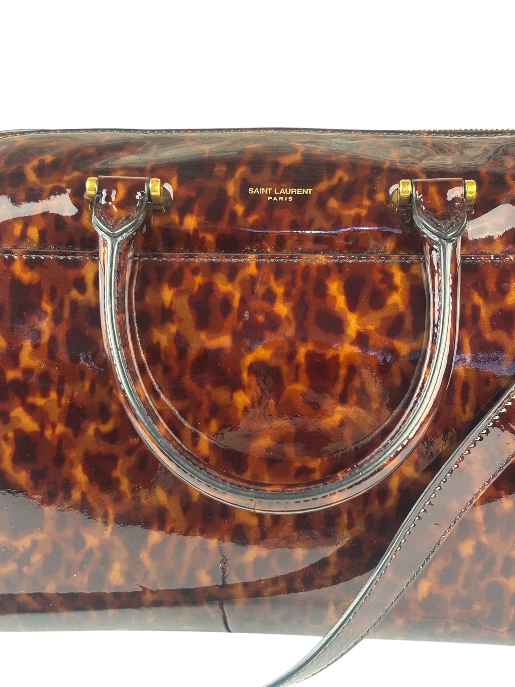 YSL Patent Leather Tortoise Shell Duffle