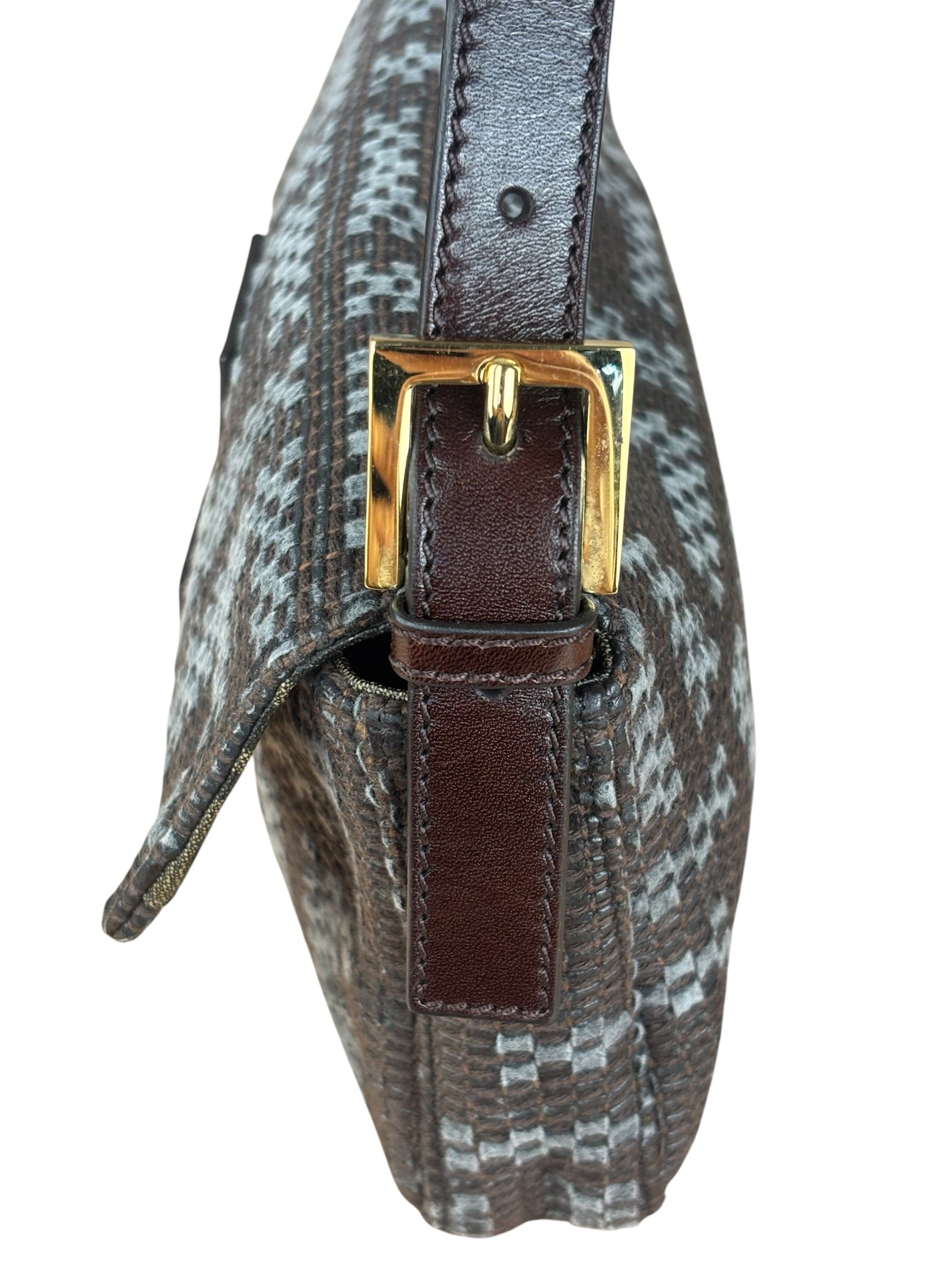 Fendi Vintage Brown/Grey Woven Baguette