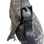 Fendi Grey/Black Leather Trim/Wool Zucca Baguette