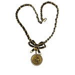 Chanel Vintage Strass & Patent Leather Bow Coin Choker Mid 90s