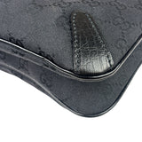 Gucci Black Leather Trim GG Horsebit Chain Shoulder Bag