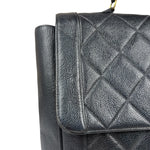 Chanel Black Quilted Caviar Kelly Top Handle Bag 90s