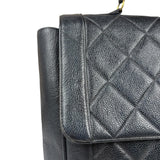 Chanel Black Quilted Caviar Kelly Top Handle Bag 90s
