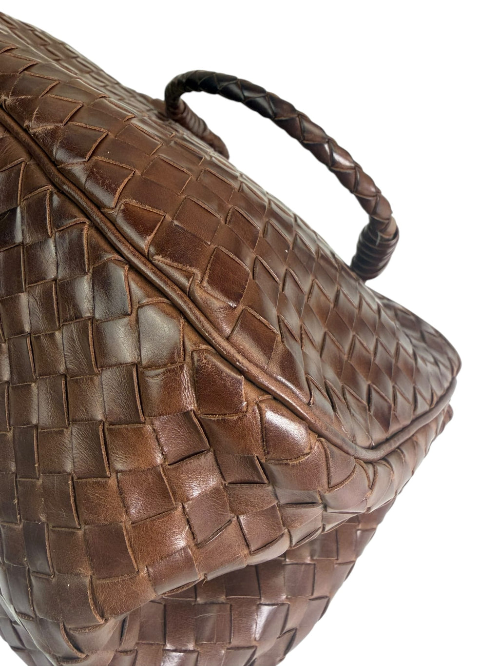 Bottega Veneta Brown Leather Intrecciato Top Handle Small Tote